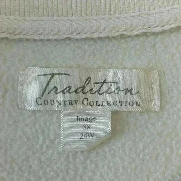 Vintage Tradition Fleece Crewneck Sweatshirt Snowflake Embroidered Ivory 3X - Picture 12 of 16